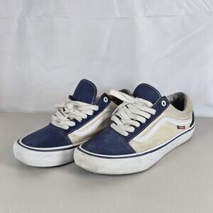 Vans Old Skool Pro Skate Shoes Men’s US 8 Navy Beige Suede Canvas